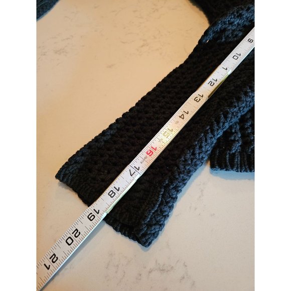 Loft Knit pullover size Medium chunky open knit sweater black tunic length - Picture 8 of 9